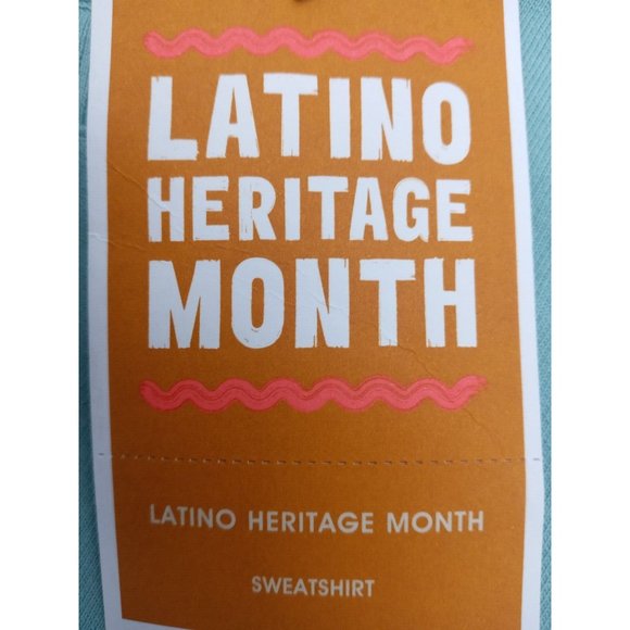 Latino Heritage Month Adult M Gender Inclusive Hola Mint Blue Sweatshirt - Picture 7 of 7